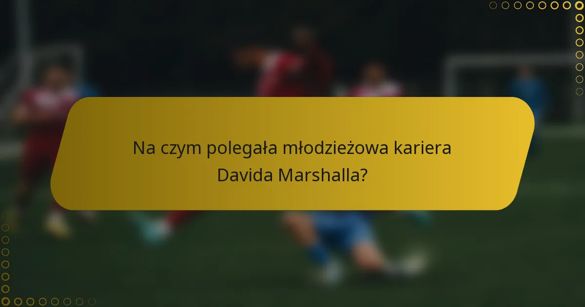Na czym polegała młodzieżowa kariera Davida Marshalla?